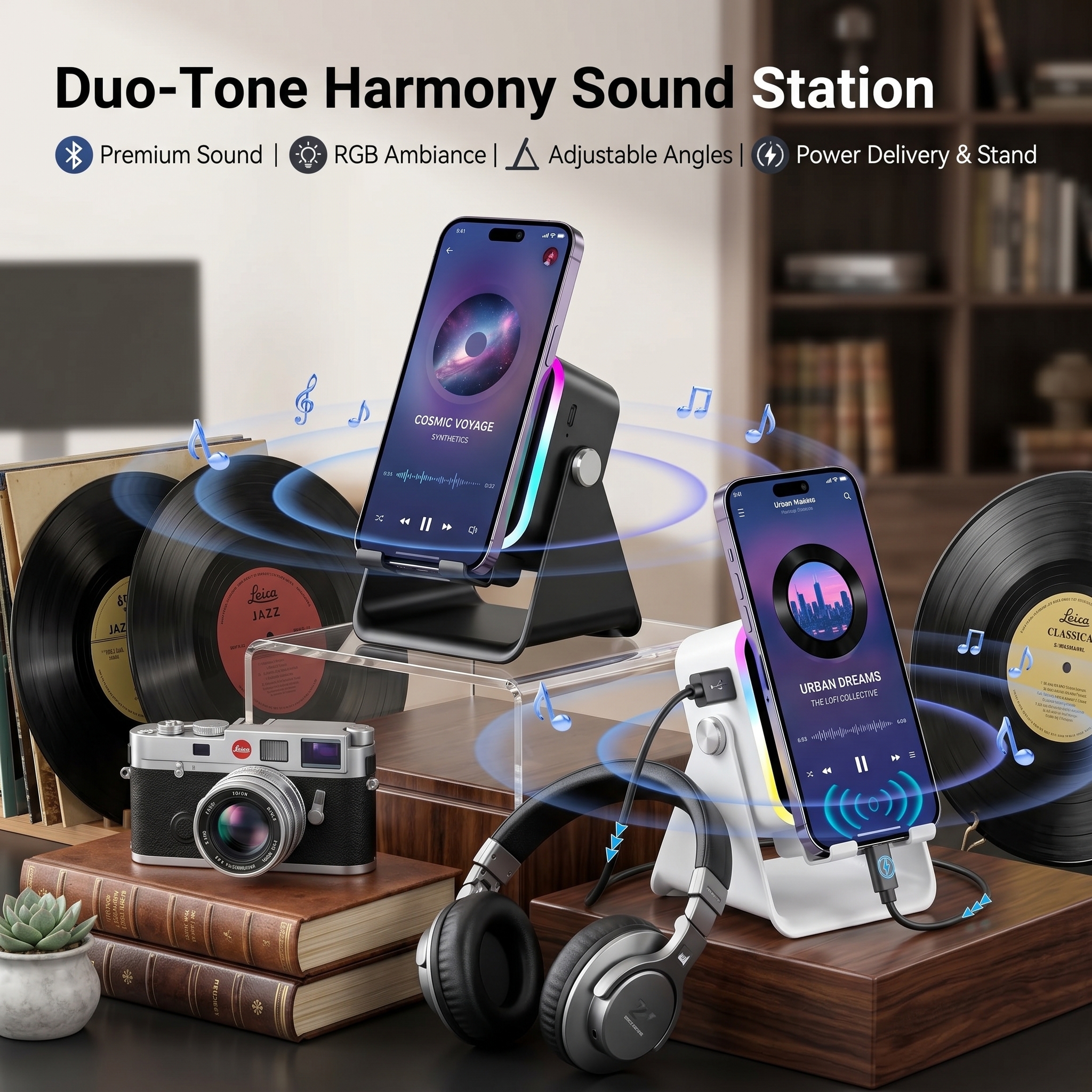 Desk Setup With Speakers - Smart RGB Colorful Light Bluetooth Speaker