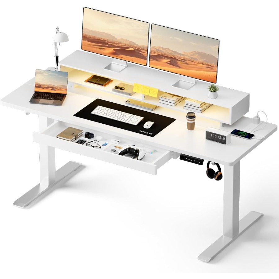 Desk Setup Workspace - Height Adjustable Electric Standing Desk with