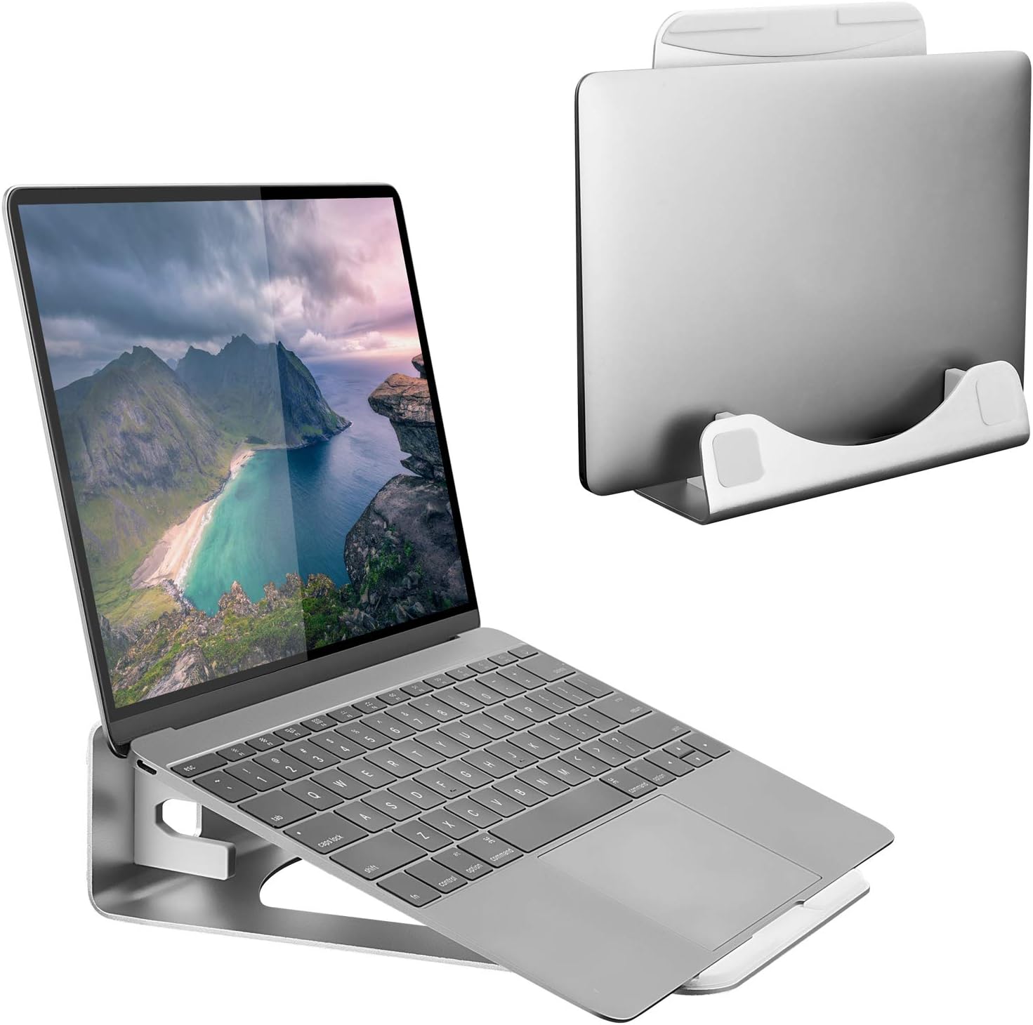 Desk Setup For 2 Laptops - Vertical Laptop Stand for Desk, 2-in-1
