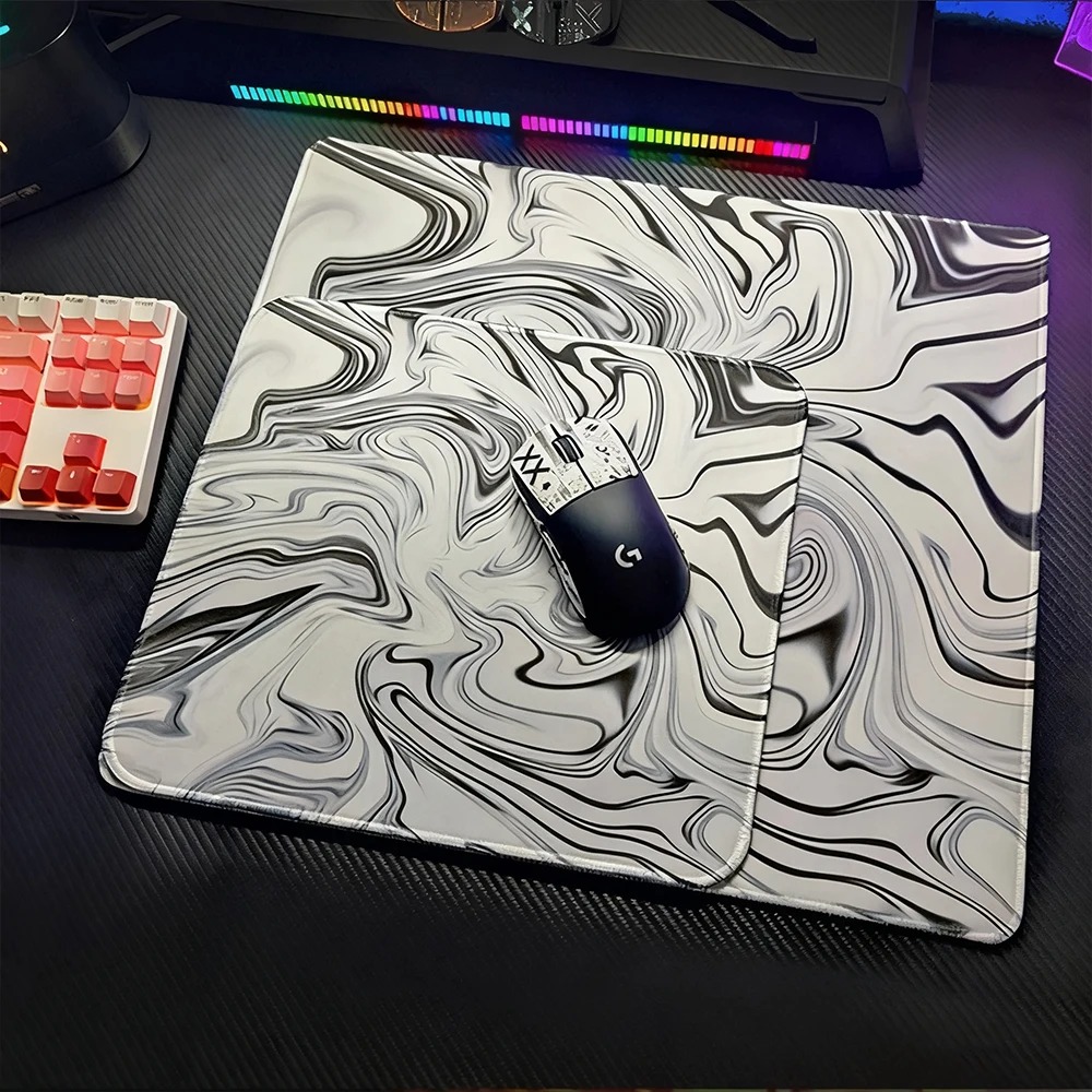 Aesthetic Marble Swirl Tablecl - Desk Setup Black And White review and price