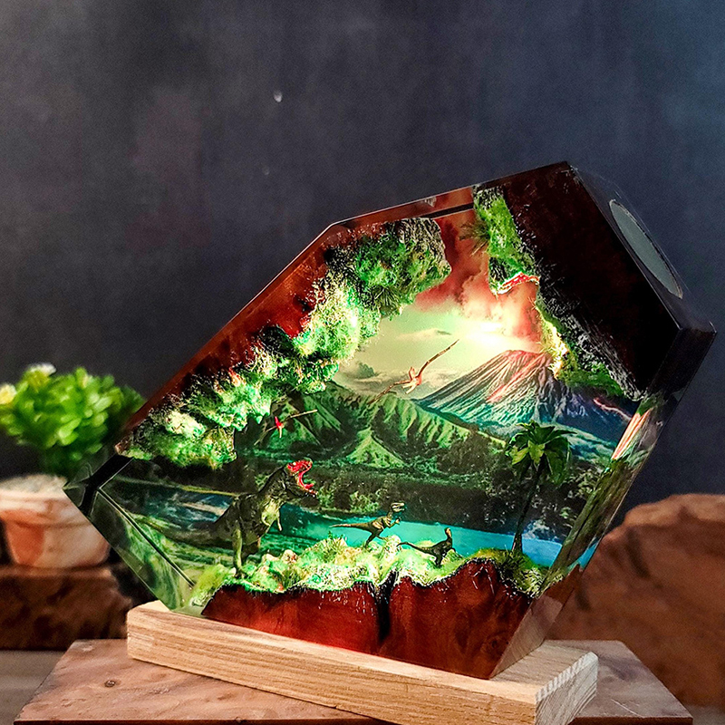 Table Resin Lamp Dinosaur Figu - Desk Setup Equipment review and price