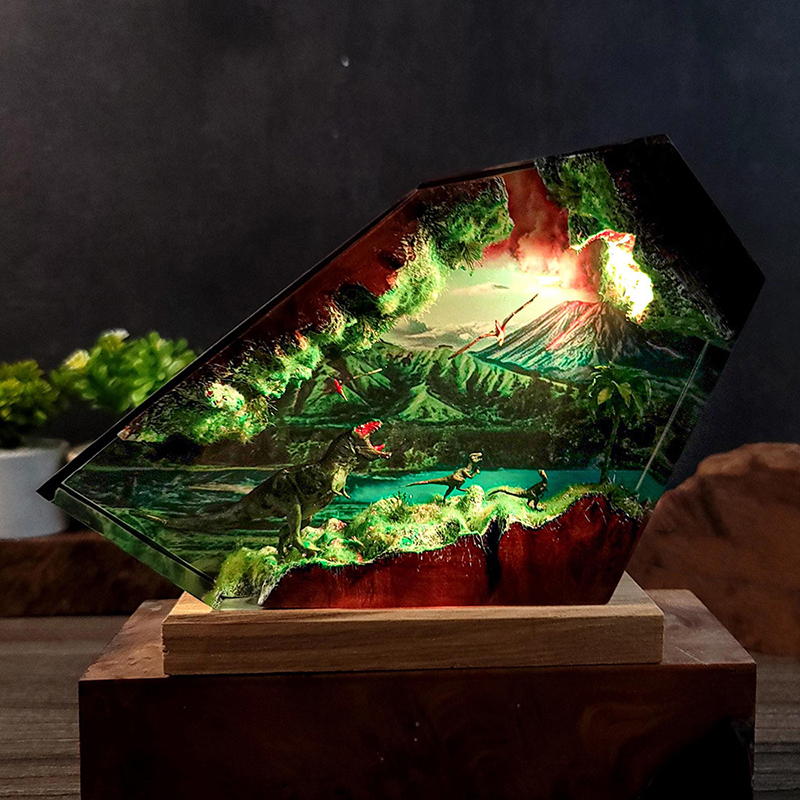 Table Resin Lamp Dinosaur Figu - Desk Setup Equipment review and price