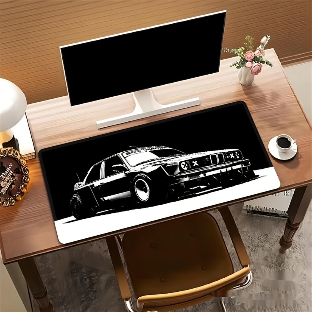 Large Black White Car Gaming M - Desk Setup Black And White review and price