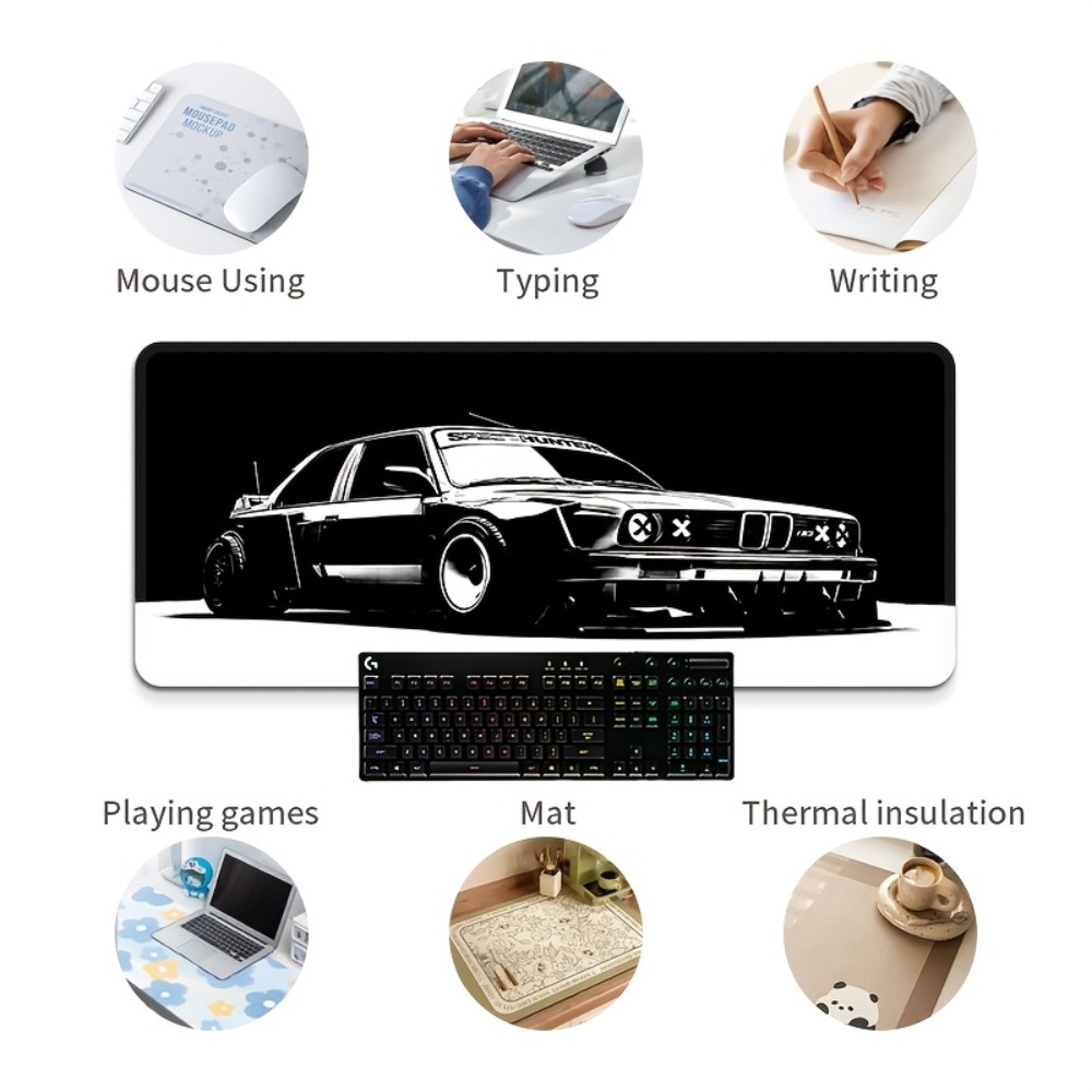 Large Black White Car Gaming M - Desk Setup Black And White review and price