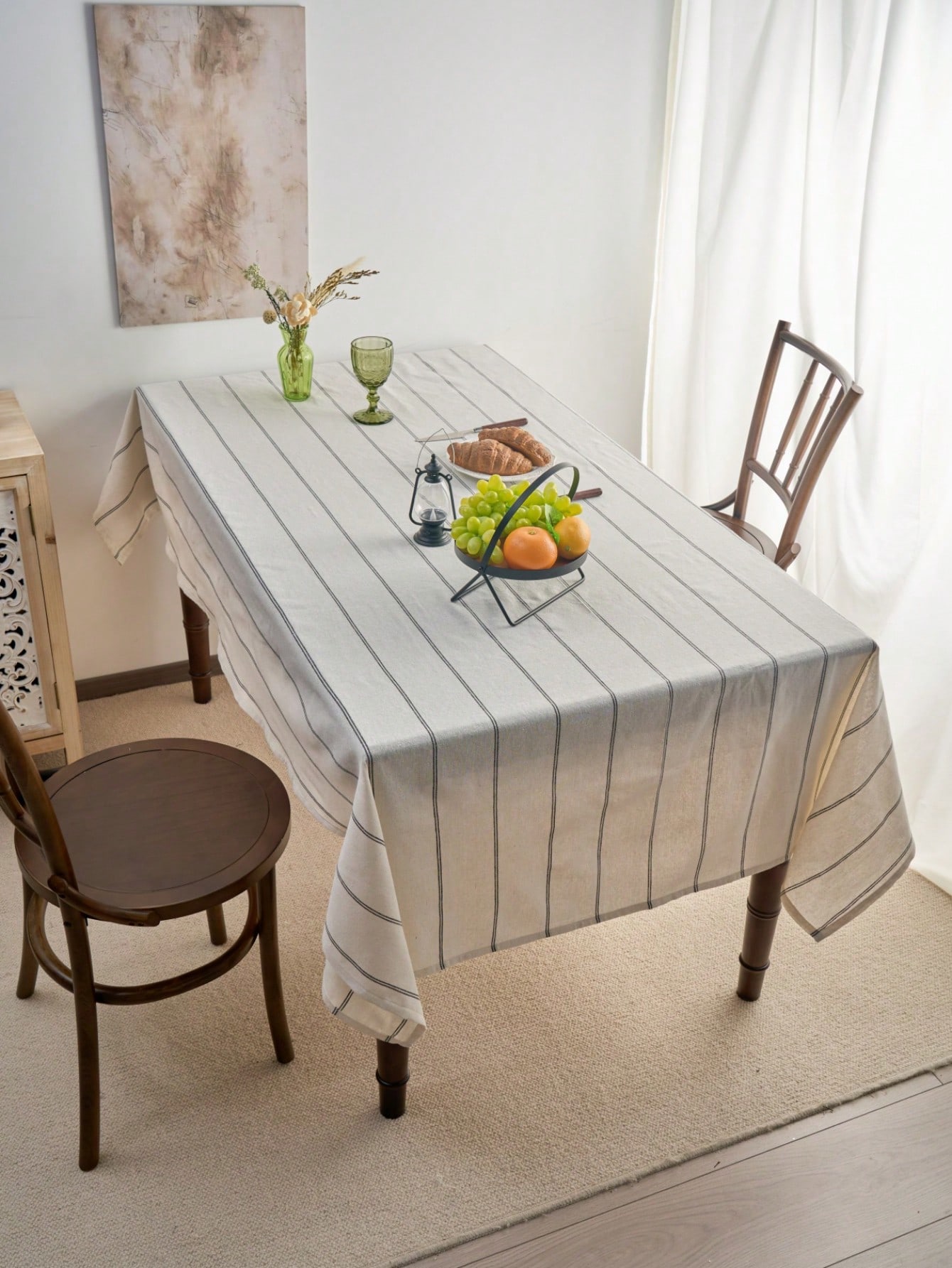 1pc Black Striped Woven Tablec - Desk Setup Wallpaper review and price
