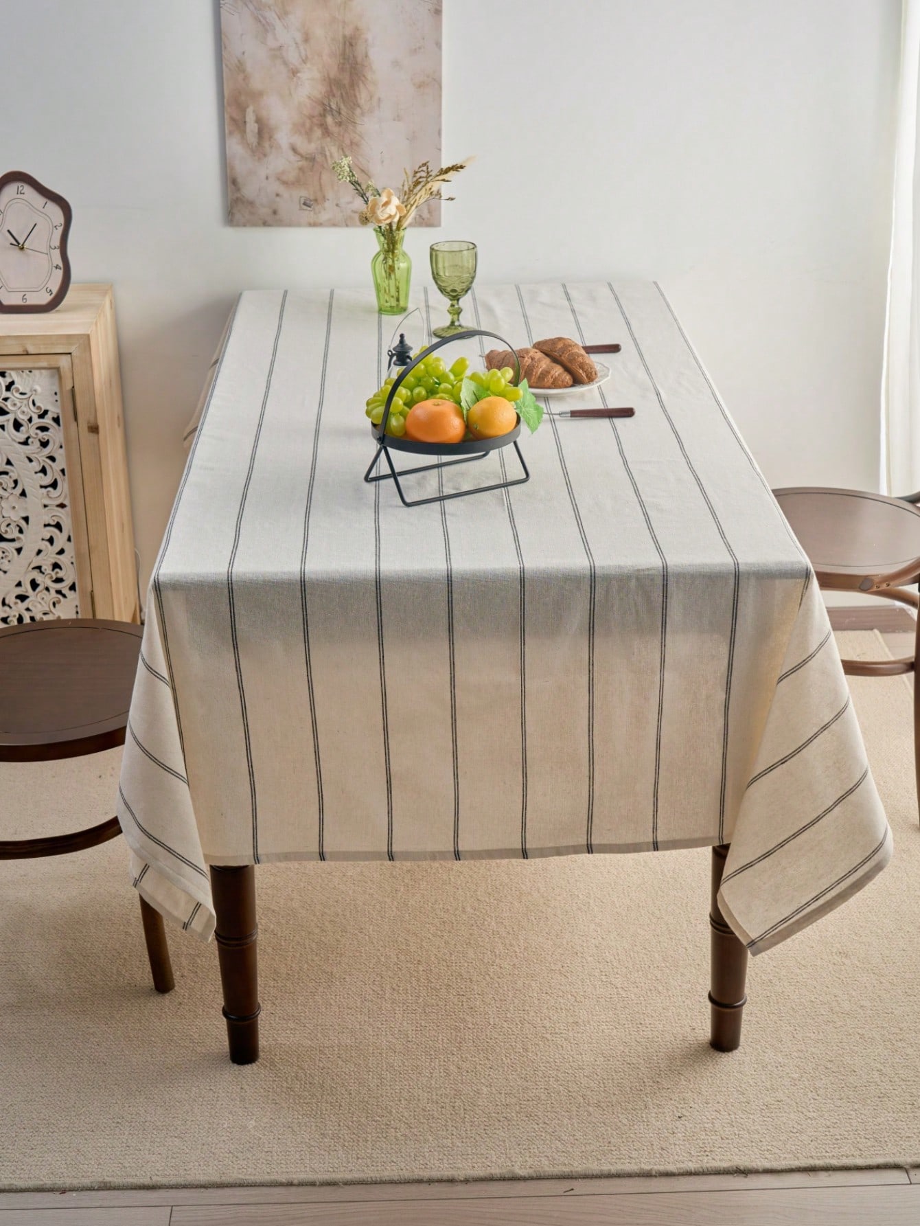 1pc Black Striped Woven Tablec - Desk Setup Wallpaper review and price
