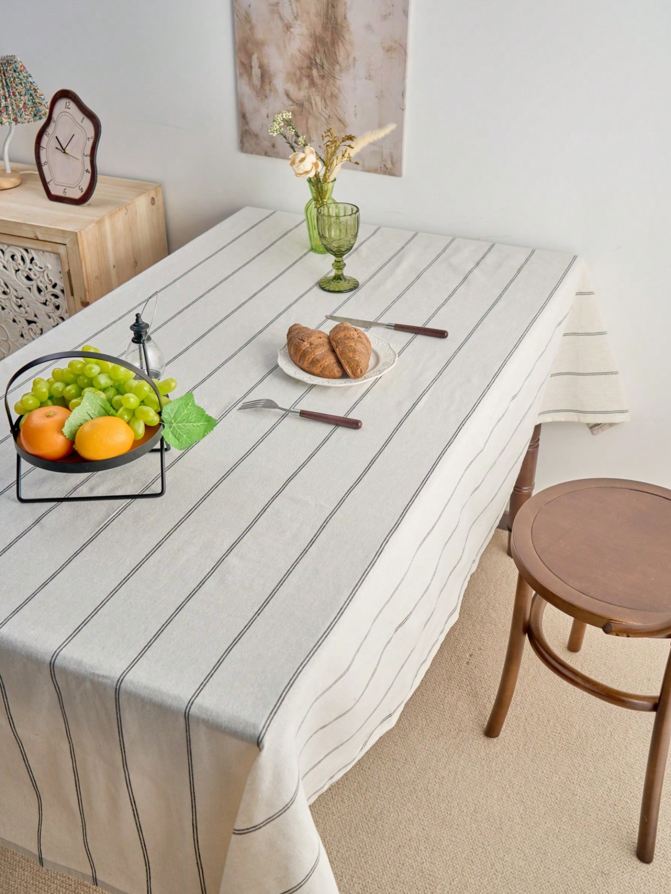 1pc Black Striped Woven Tablec - Desk Setup Wallpaper review and price