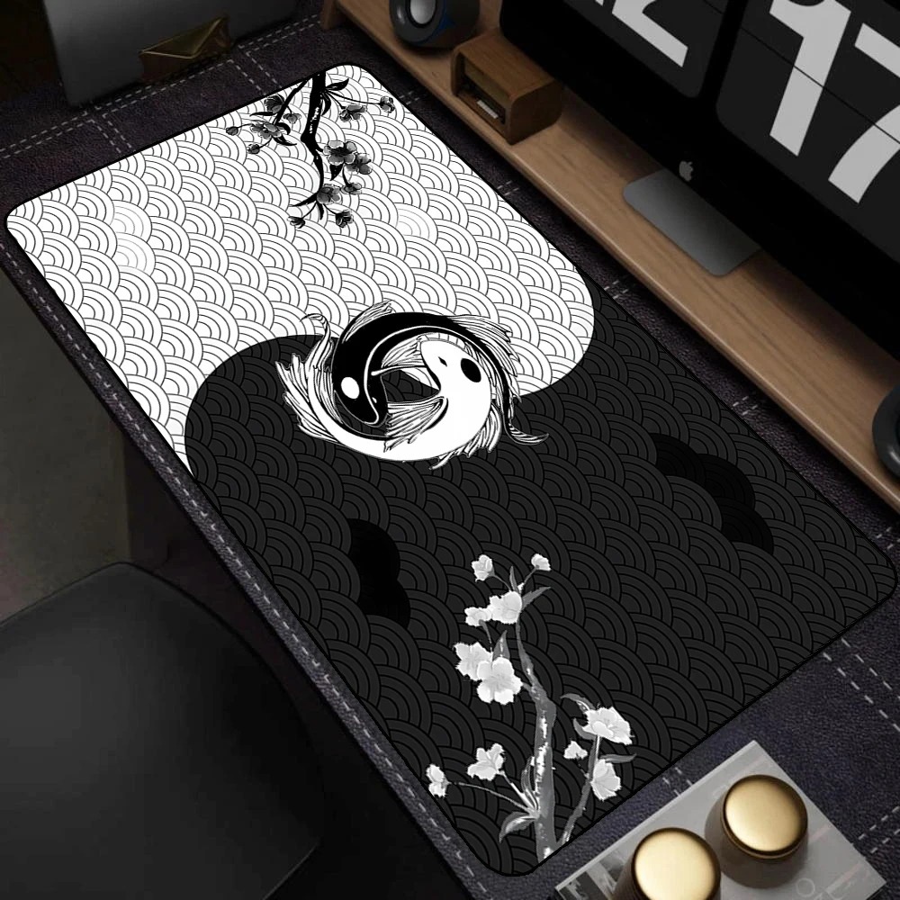 Black White Japanese Koi Fish  - Desk Setup Black And White review and price
