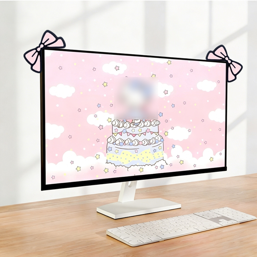 Cute Pink Bow Monitor Decor Ka - Desk Setup With Laptop And Monitor review and price