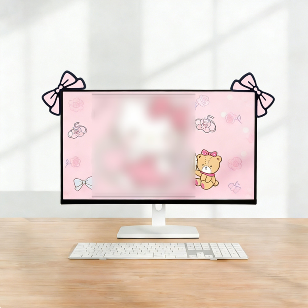 Cute Pink Bow Monitor Decor Ka - Desk Setup With Laptop And Monitor review and price