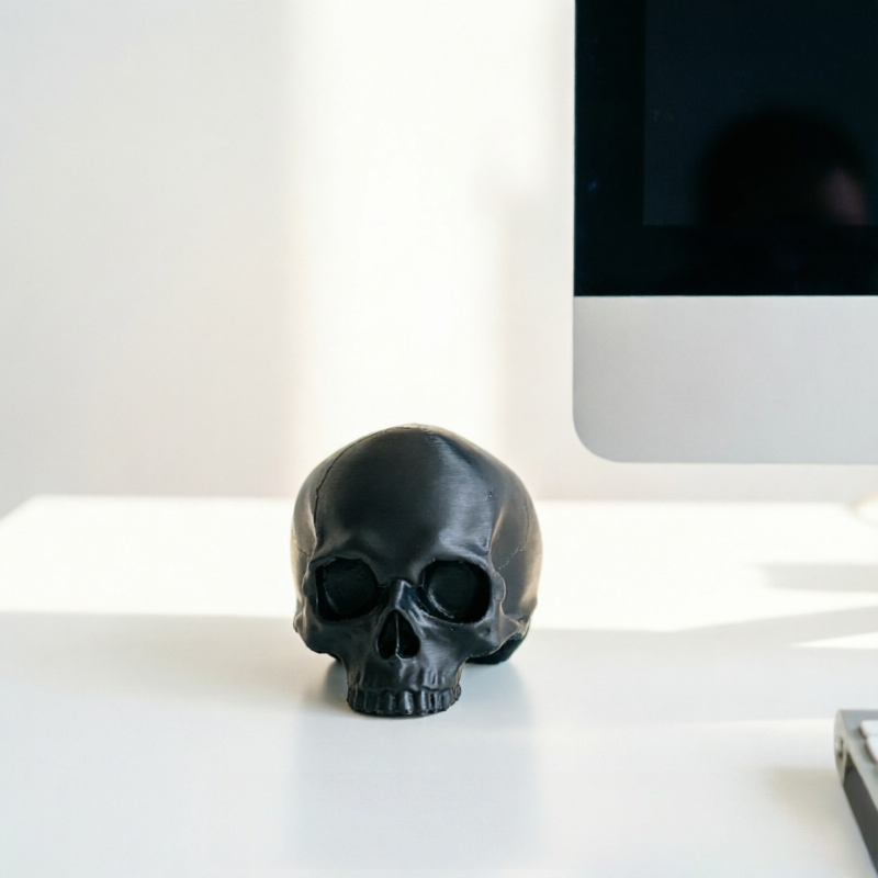 Skull Monitor Ornament, Gothic - Desk Setup Black And White review and price