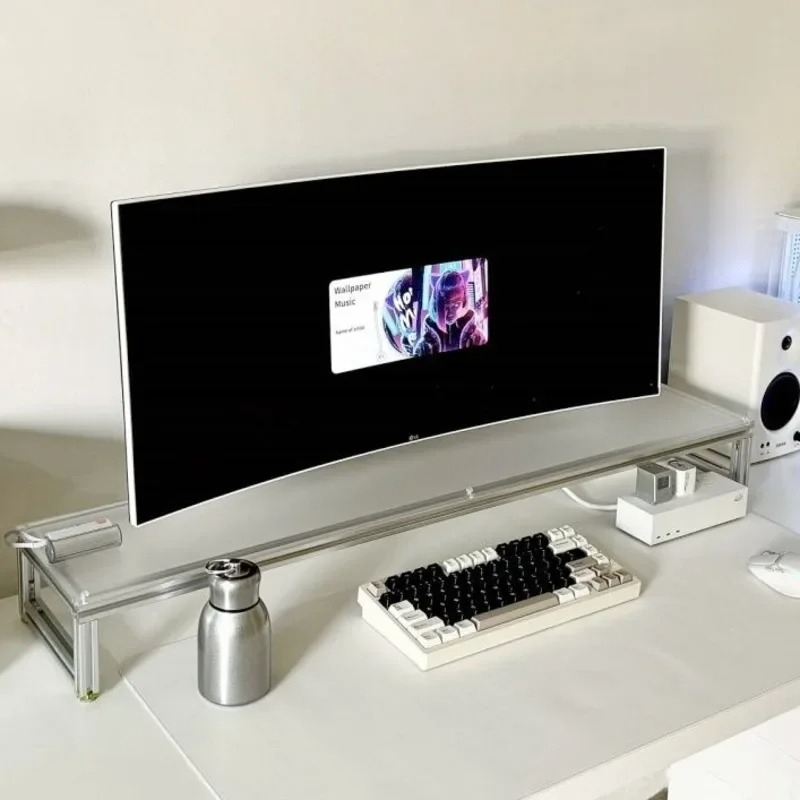 Aluminum Monitor Stand Acrylic - Desk Setup With Laptop And Monitor review and price