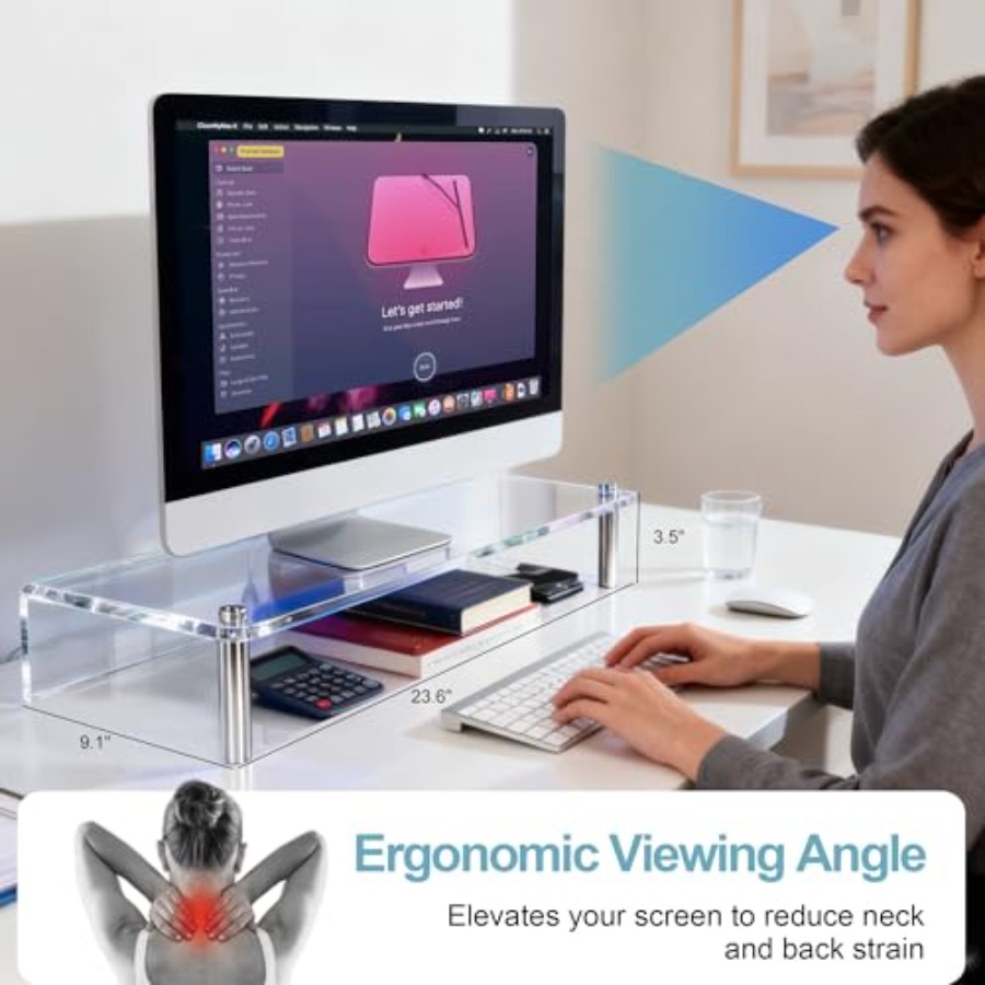 Acrylic Monitor Stand with WRG - Desk Setup With Laptop And Monitor review and price