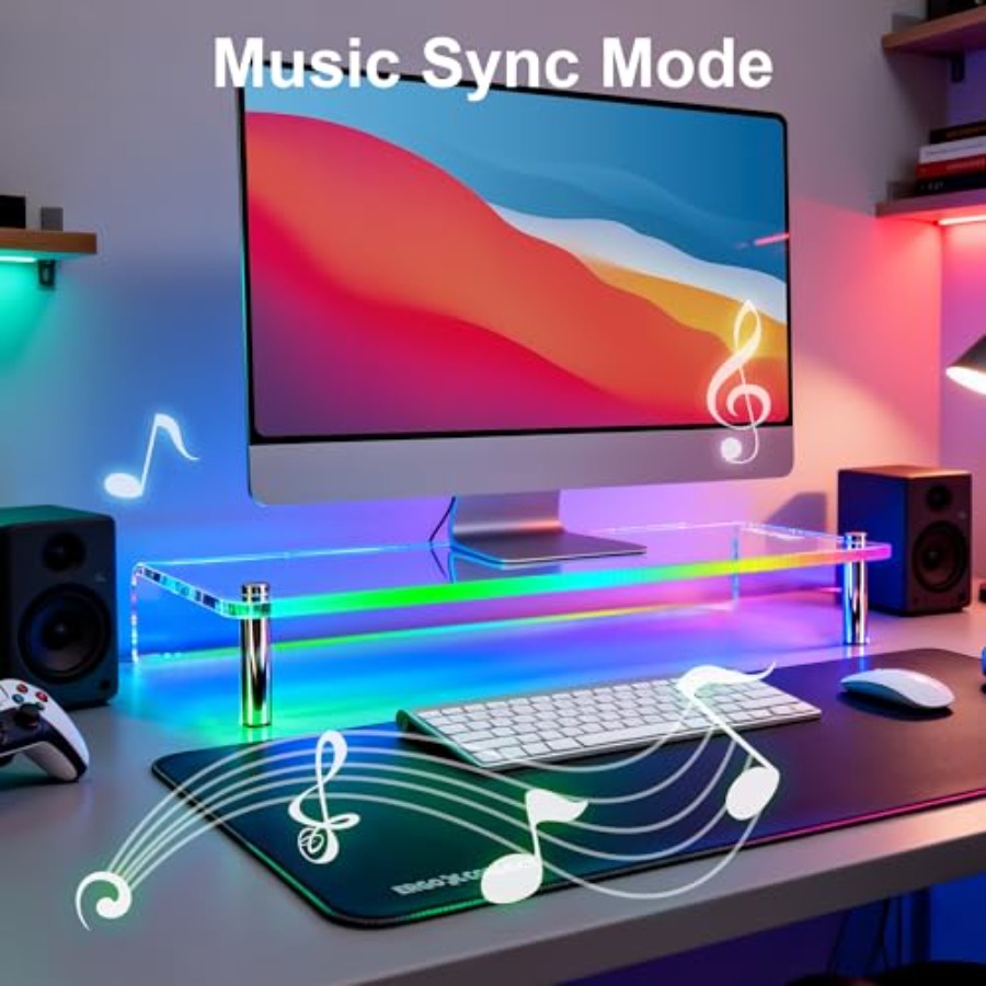 Acrylic Monitor Stand with WRG - Desk Setup With Laptop And Monitor review and price
