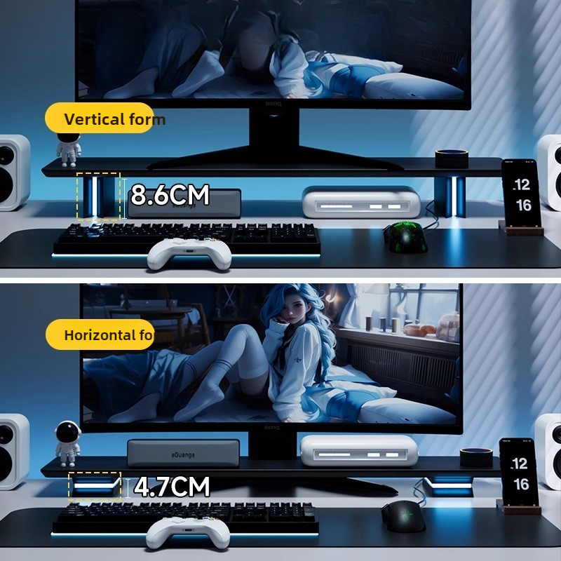 RGB Monitor Stand Ergonomic Co - Desk Setup With Laptop And Monitor review and price