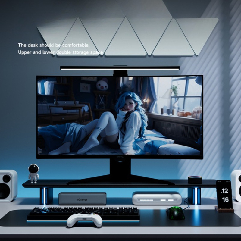 RGB Monitor Stand Ergonomic Co - Desk Setup With Laptop And Monitor review and price