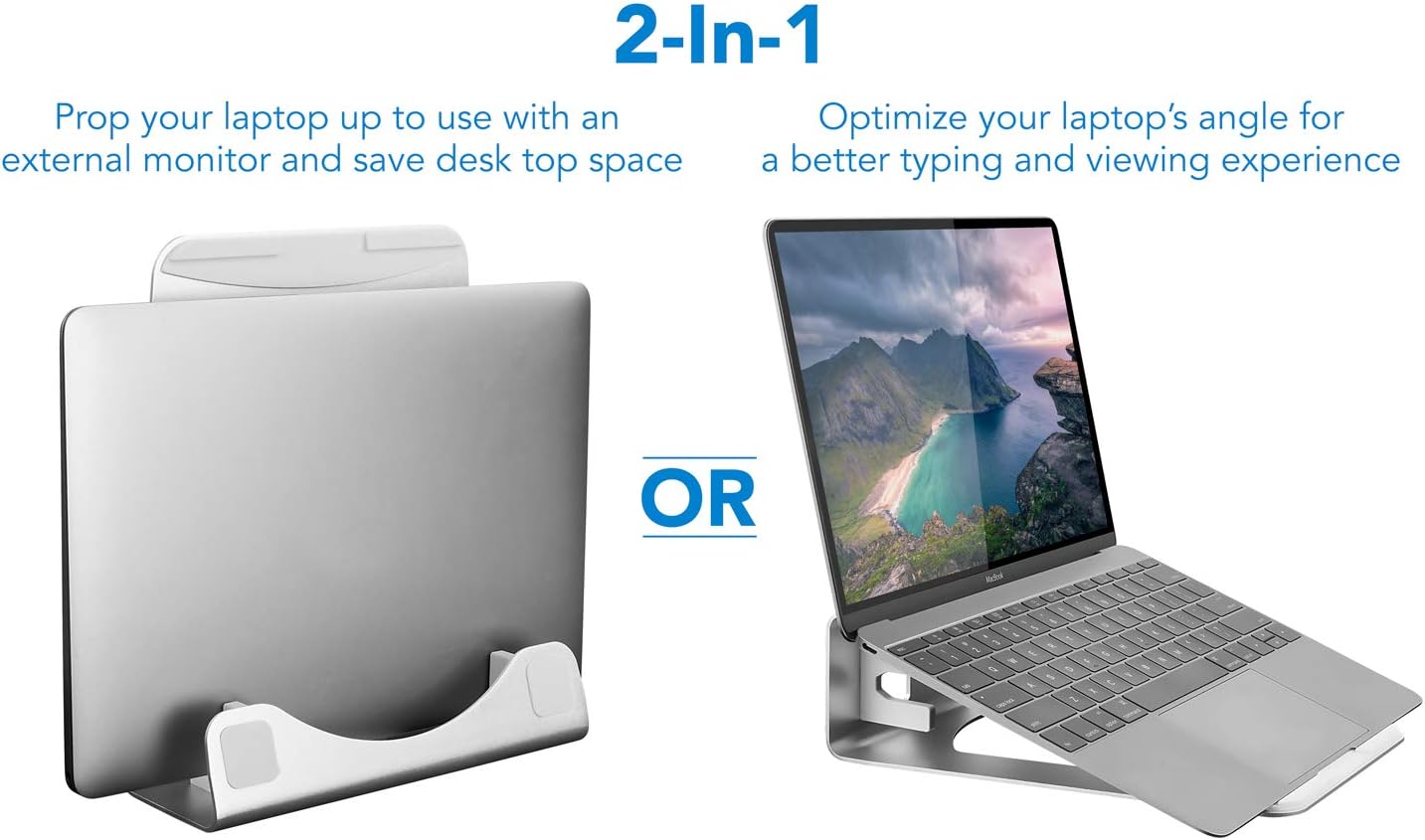 Vertical Laptop Stand for Desk - Desk Setup For 2 Laptops review and price