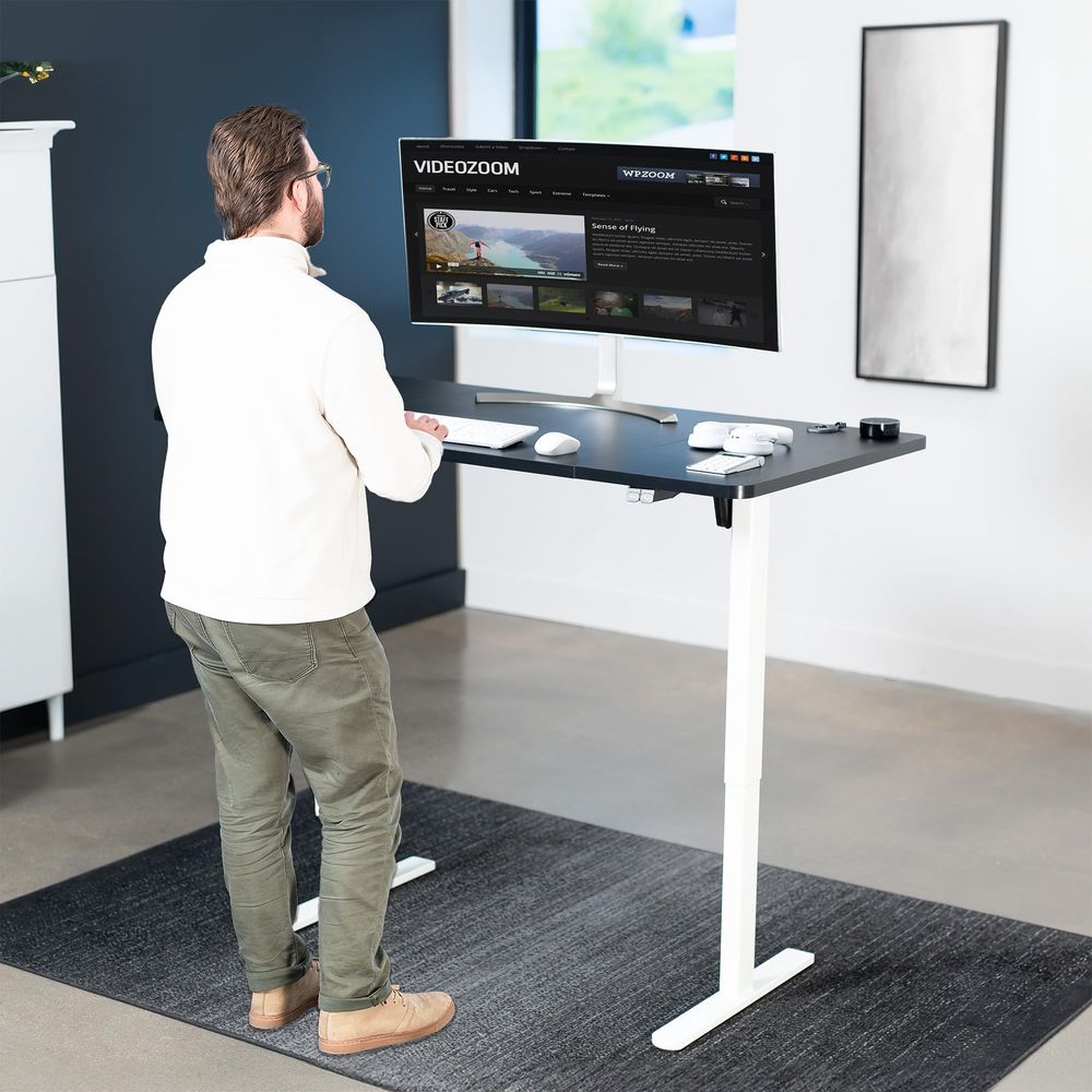 Electric 60 x 30 inch Stand Up - Desk Setup Black And White review and price