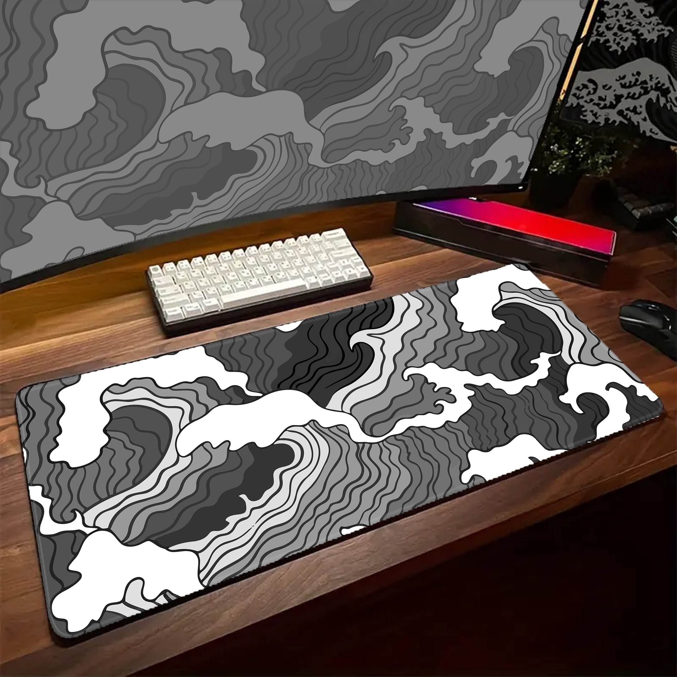 Game Mousepad Large Black and  - Desk Setup Black And White review and price