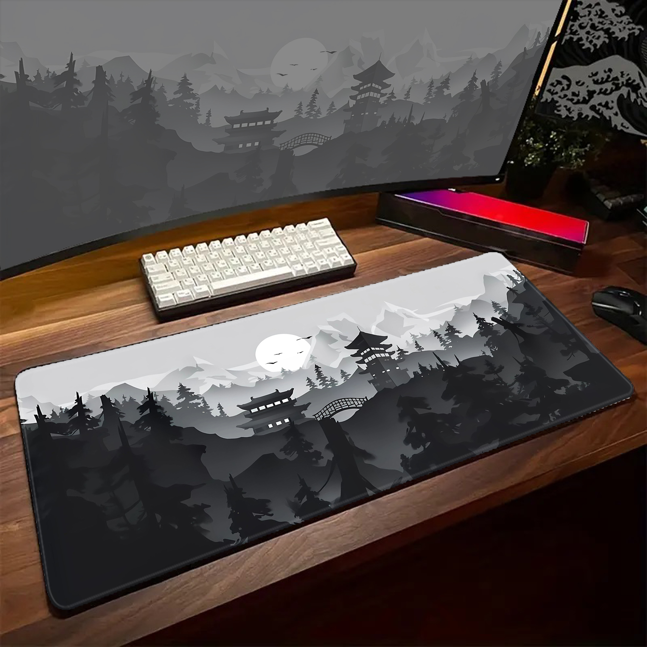 Game Mousepad Large Black and  - Desk Setup Black And White review and price