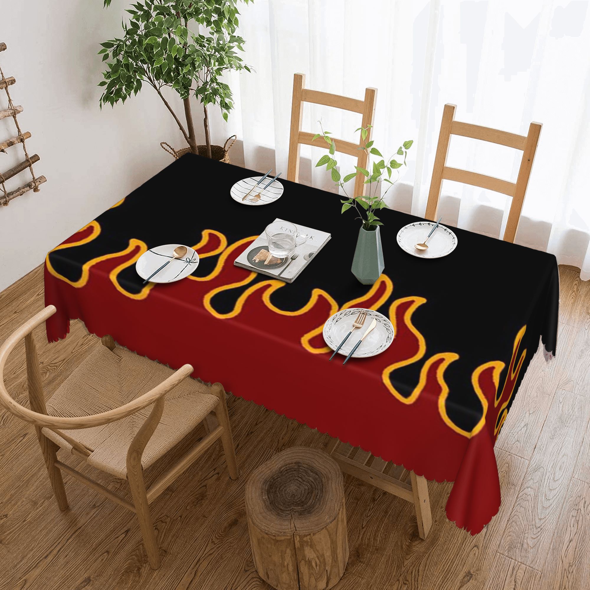Customized Big Fire Flames Bur - Desk Setup Wallpaper review and price