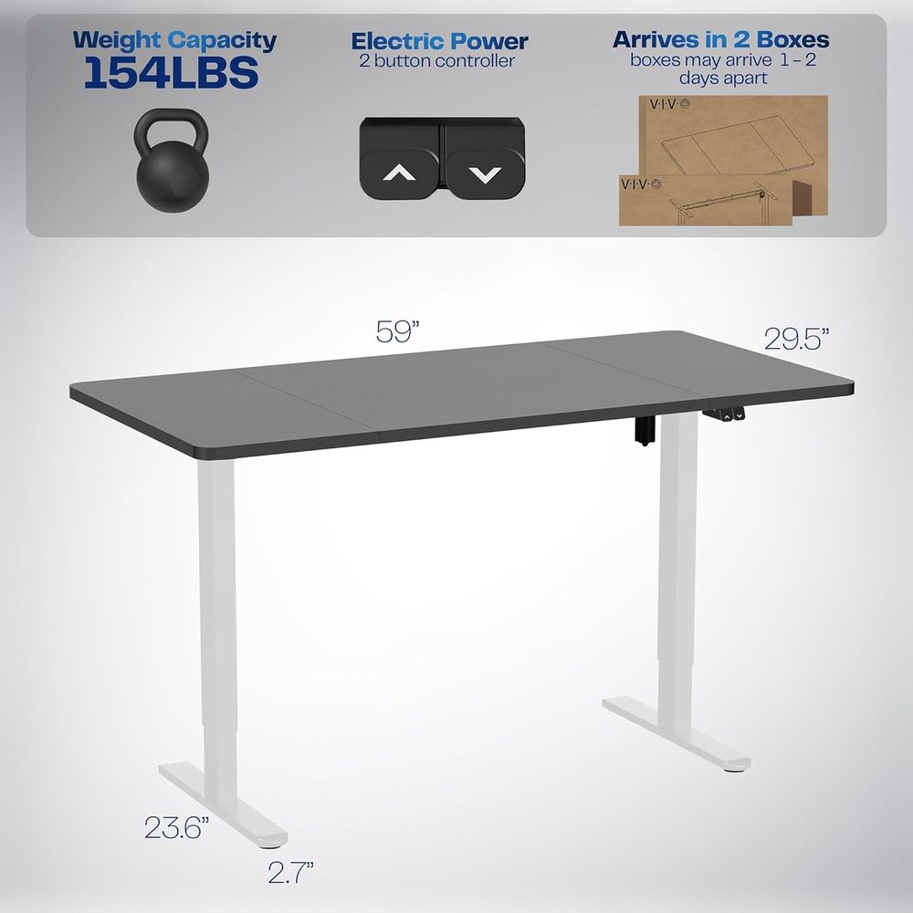60x30 Inch Adjustable Height S - Desk Setup Black And White review and price