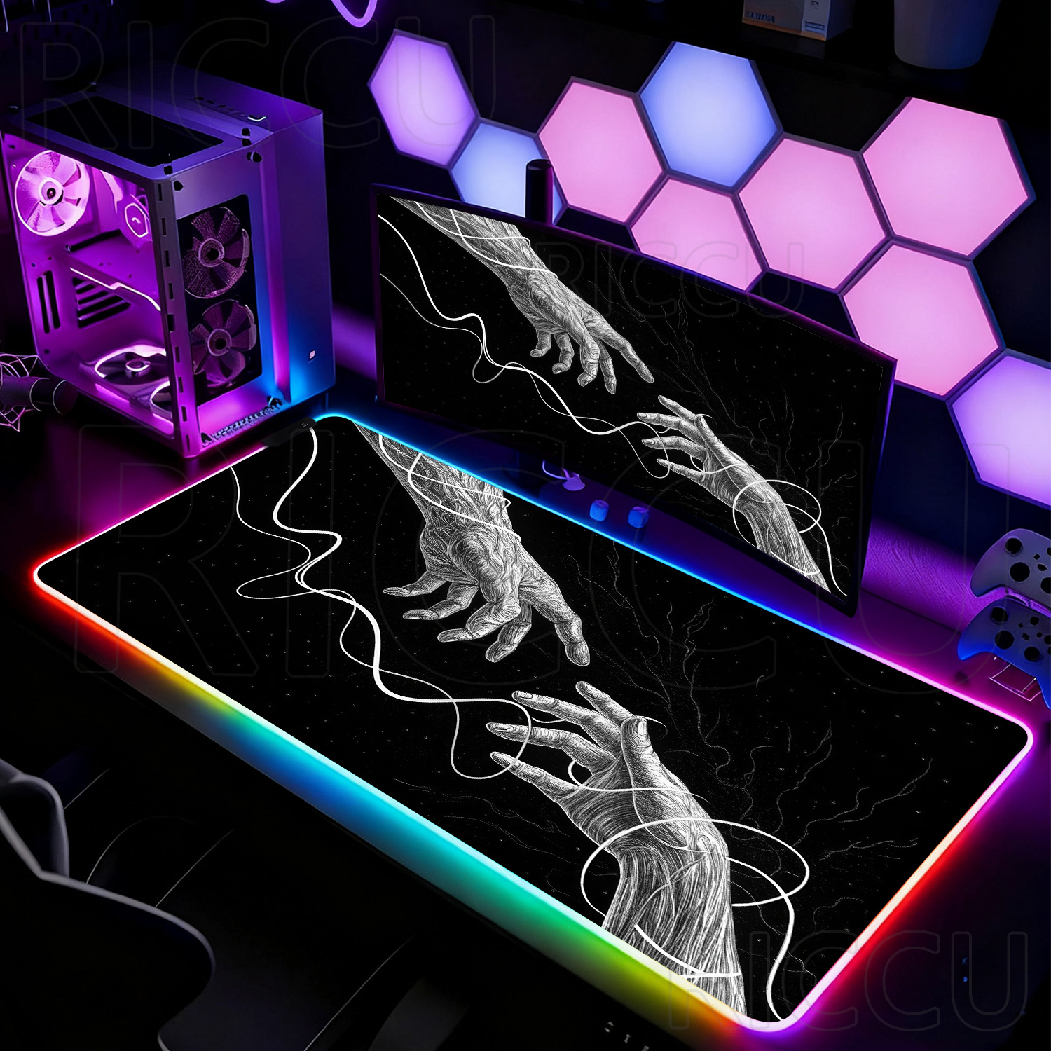 RGB XXL HD Large Black White G - Desk Setup Black And White review and price